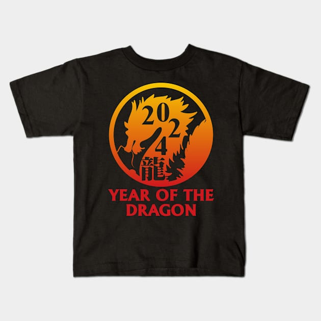 Year of the Dragon 2024 Chinese Zodiac Lunar New Year Kids T-Shirt by Bunny Prince Design